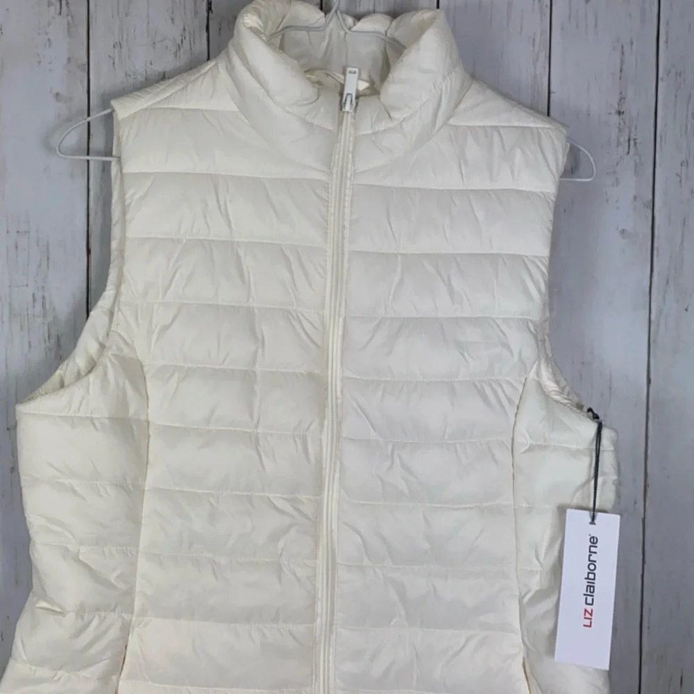 Liz Claiborne Quilted Puffer Vest Jacket Cream Ivory Women’s Sz S NWT - Picture 2 of 8